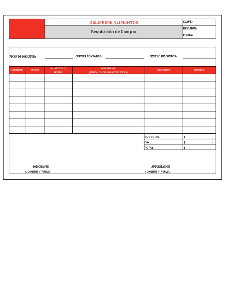 Formato de Requisición de Compra | PDF