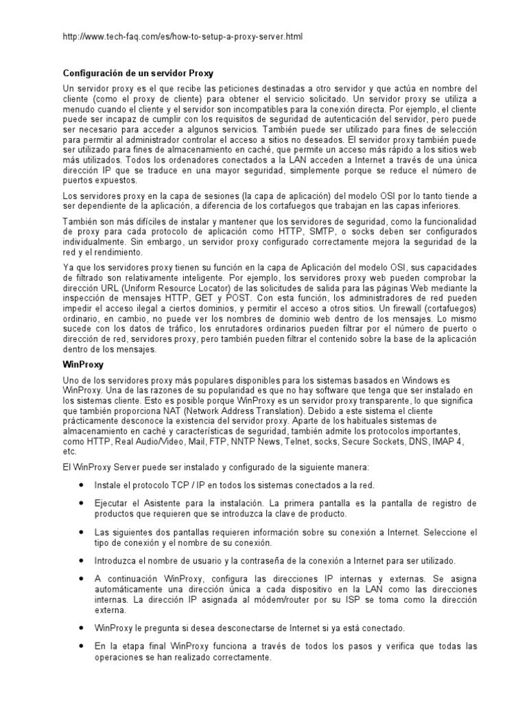 Configuración de Servidor Proxy en Windows | PDF | Servidor proxy ...