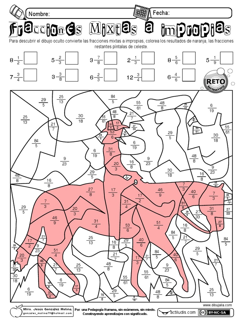 Fracciones Mixtas A Impropias Con Dibujo Descubierto | PDF | Deportes | Ocio, image size:768x1024