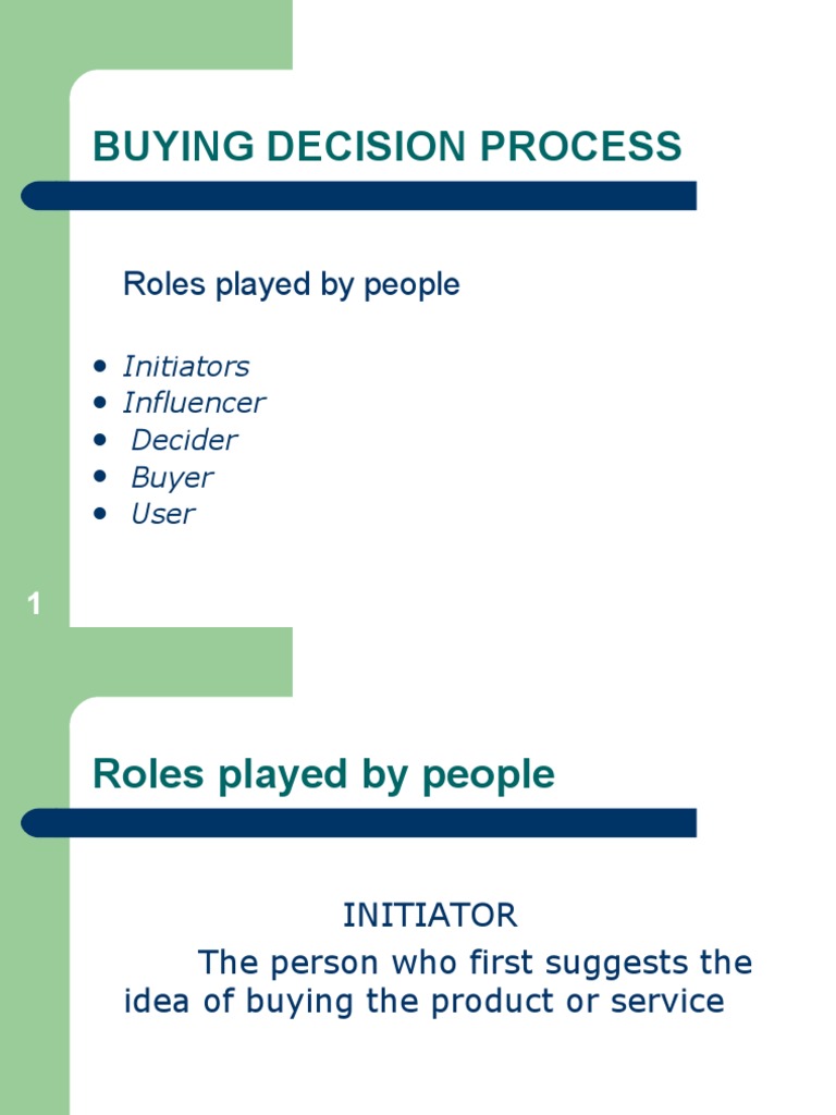 Buying Decision Process Roles Played by People PDF Consumer Behaviour Behavior