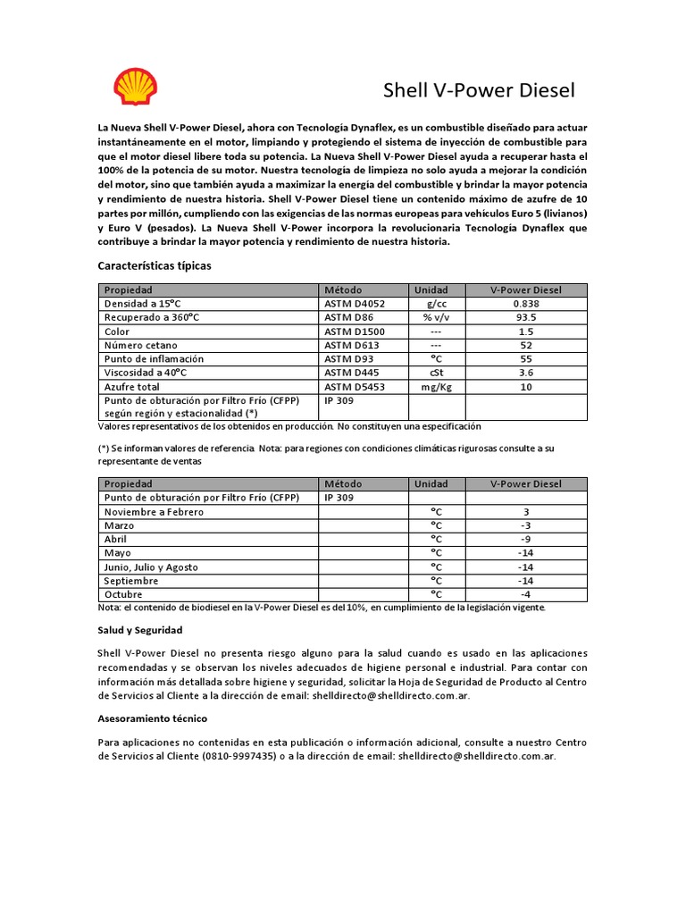 Shell V Power Diesel VF PDF Combustible diesel Biodiésel