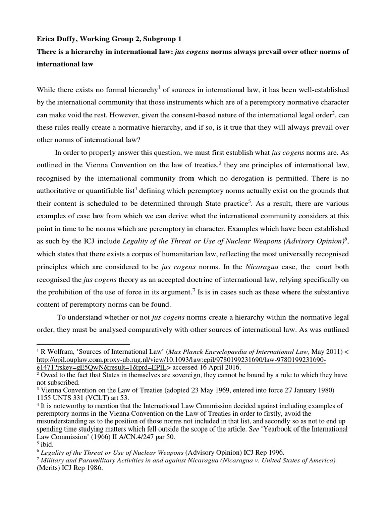 Jus Cogens Norms PDF International Law Treaty