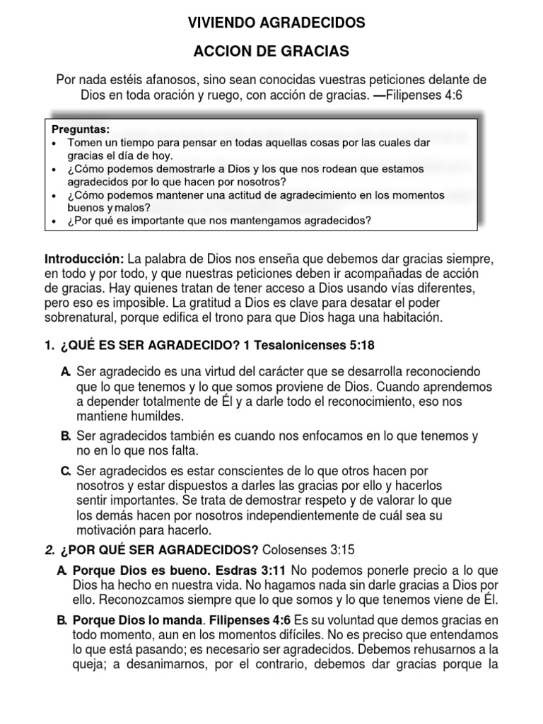 Accion de Gracias | PDF | Dios | Biblia