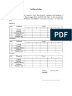 Validation Rubric