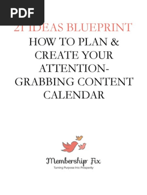 21 Ideas Content Calendar