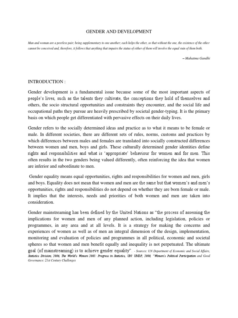Gender Development and Equality Insights | PDF | Gender | Gender Studies