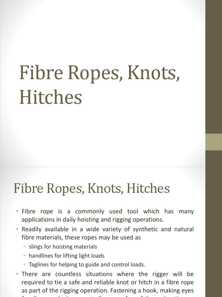Fibre Ropes, Knots, Hitches | PDF | Rope | Knot