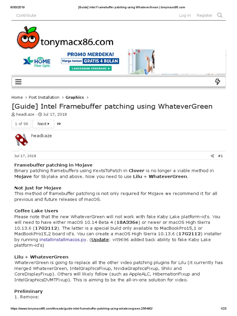 (Guide) Intel Framebuffer Patching Using WhateverGreen PDF | PDF | Hdmi ...