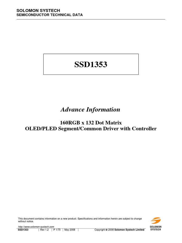 SSD1353 | PDF | Microcontroller | Random Access Memory