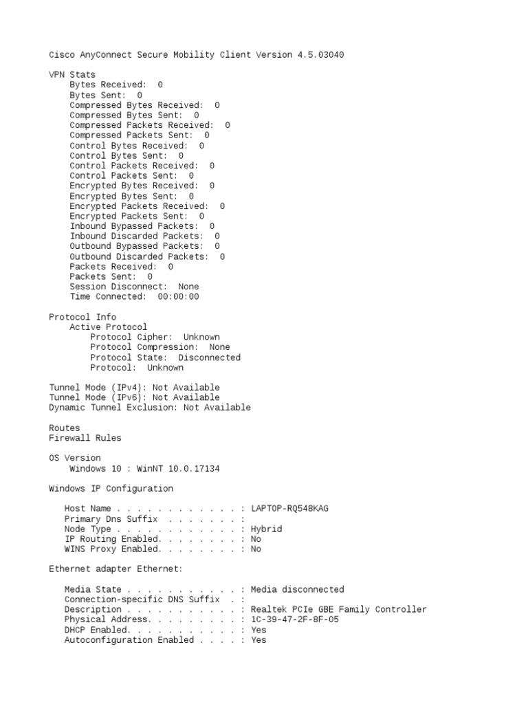 Cisco AnyConnect VPN Statistics PDF Media Technology Digital