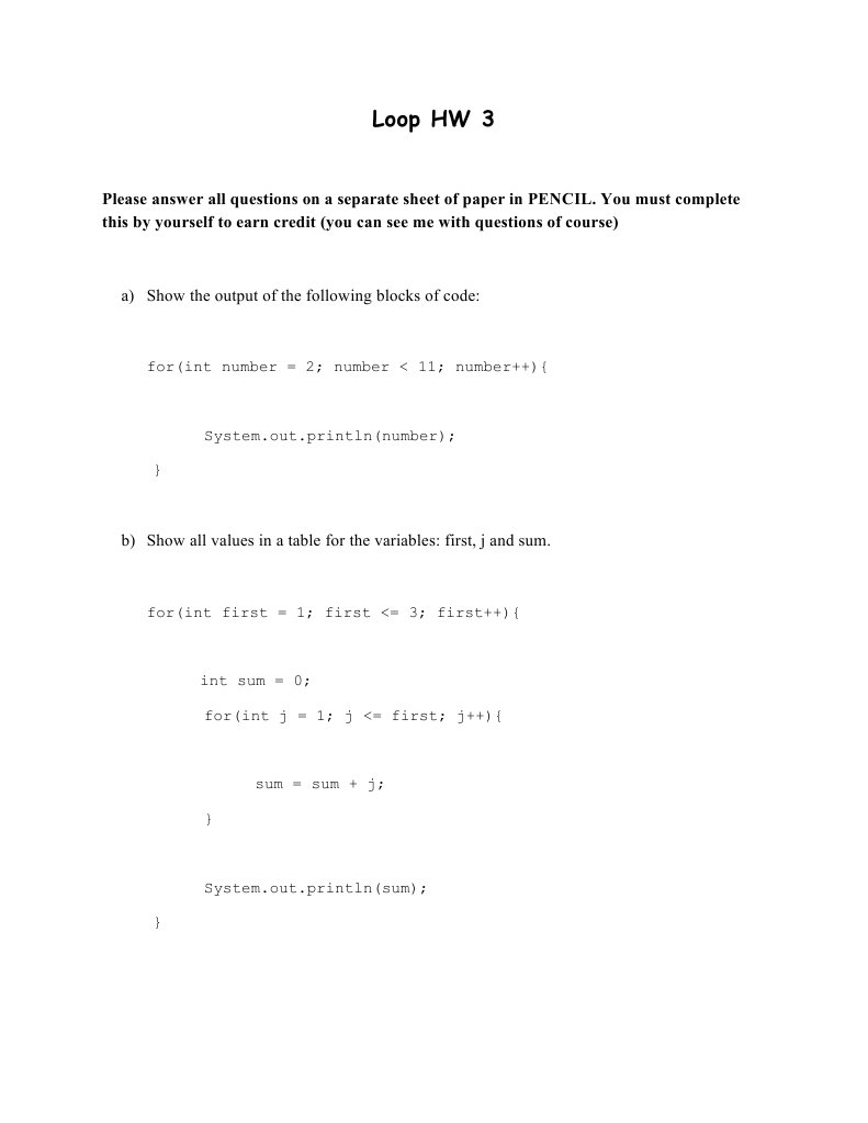 Java Loop Homework Assignment | PDF | Teaching Methods & Materials