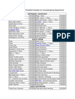 Room Inspection Checklist Sample For Housekeeping Department
