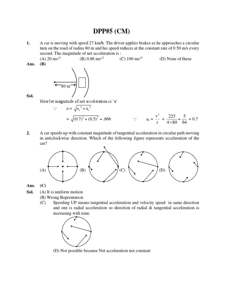Circular Motion Problems and Solutions | PDF | Acceleration | Speed