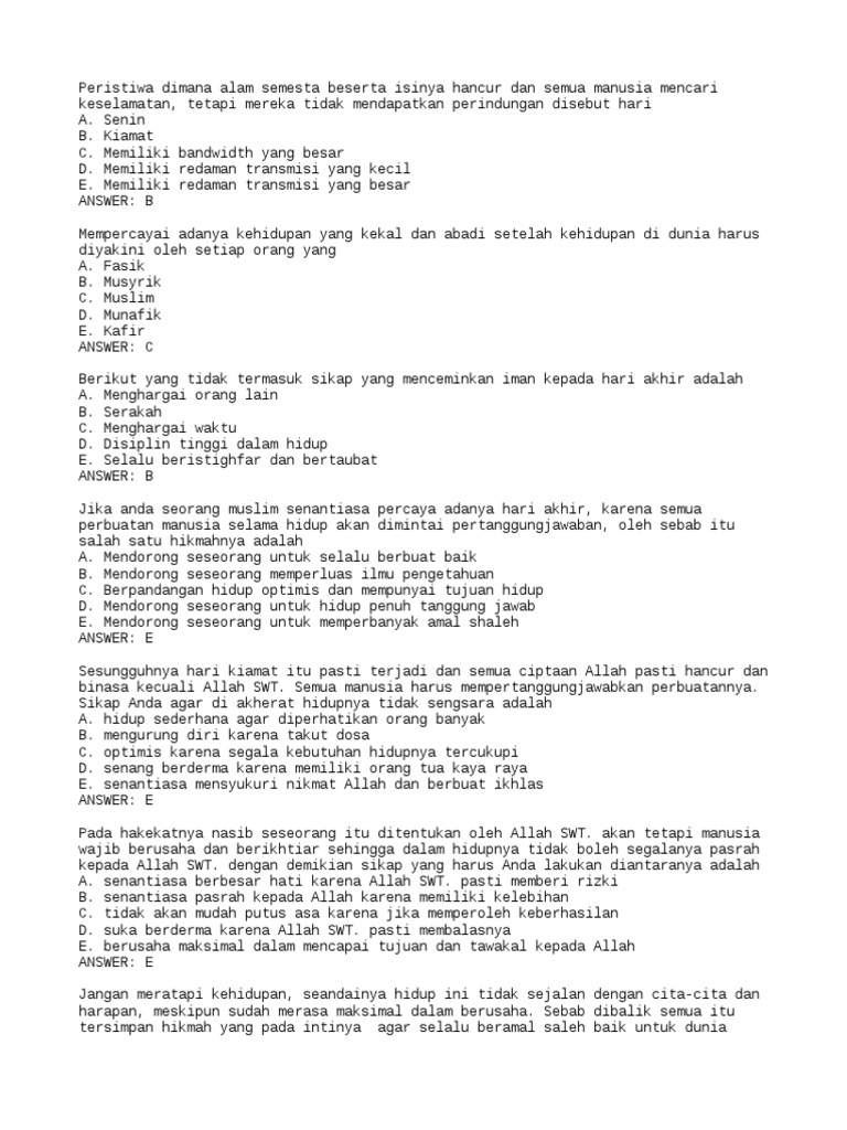 Soal Agama Kelas 12 Pdf