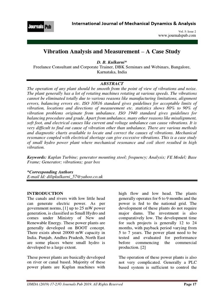 (17-23) Vibration Analysis and Measurement - A Case Study | PDF ...