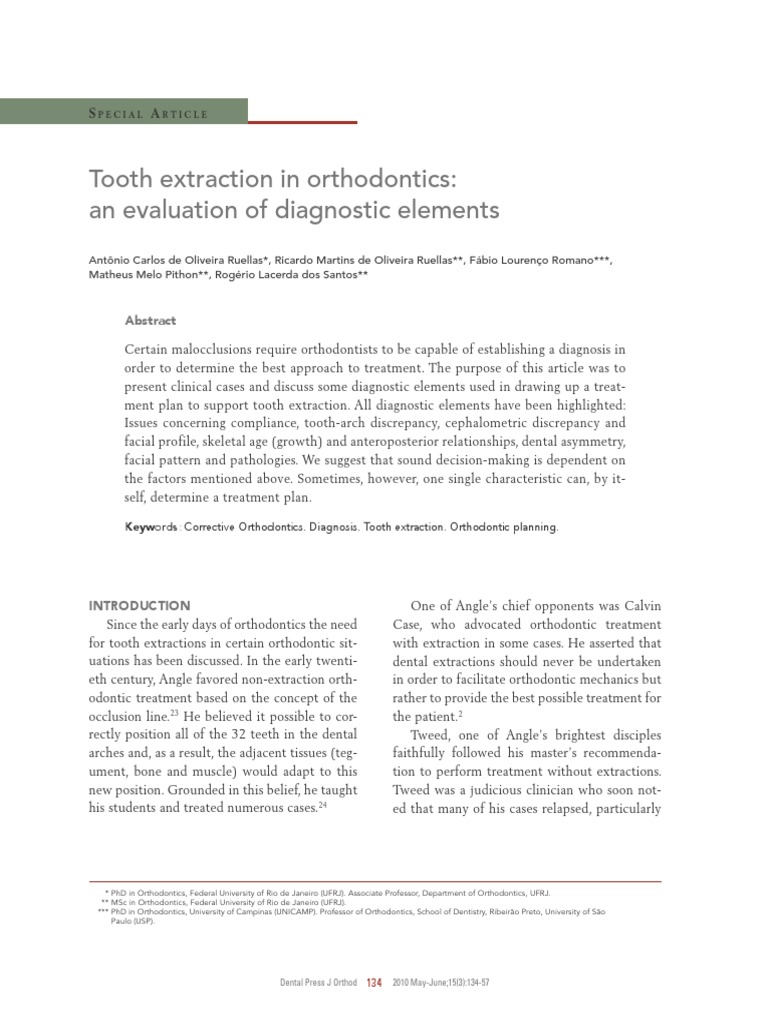 Diagnostic Elements for Tooth Extraction | PDF | Orthodontics ...