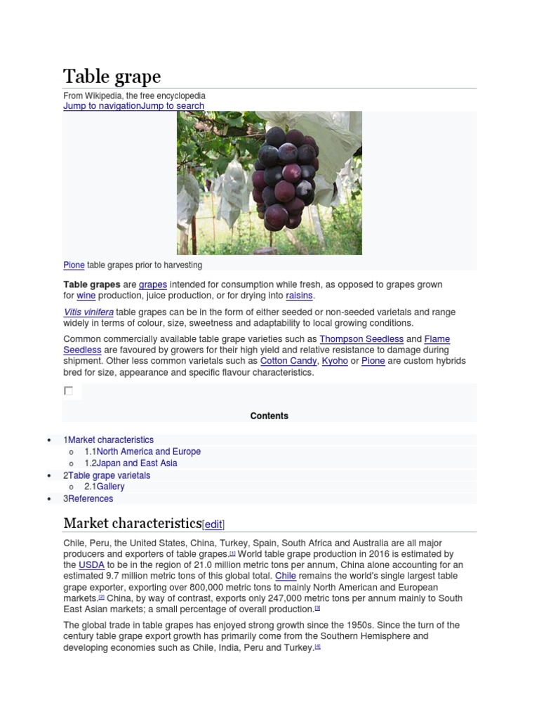Overview of Table Grapes | PDF | Grape | Vitis