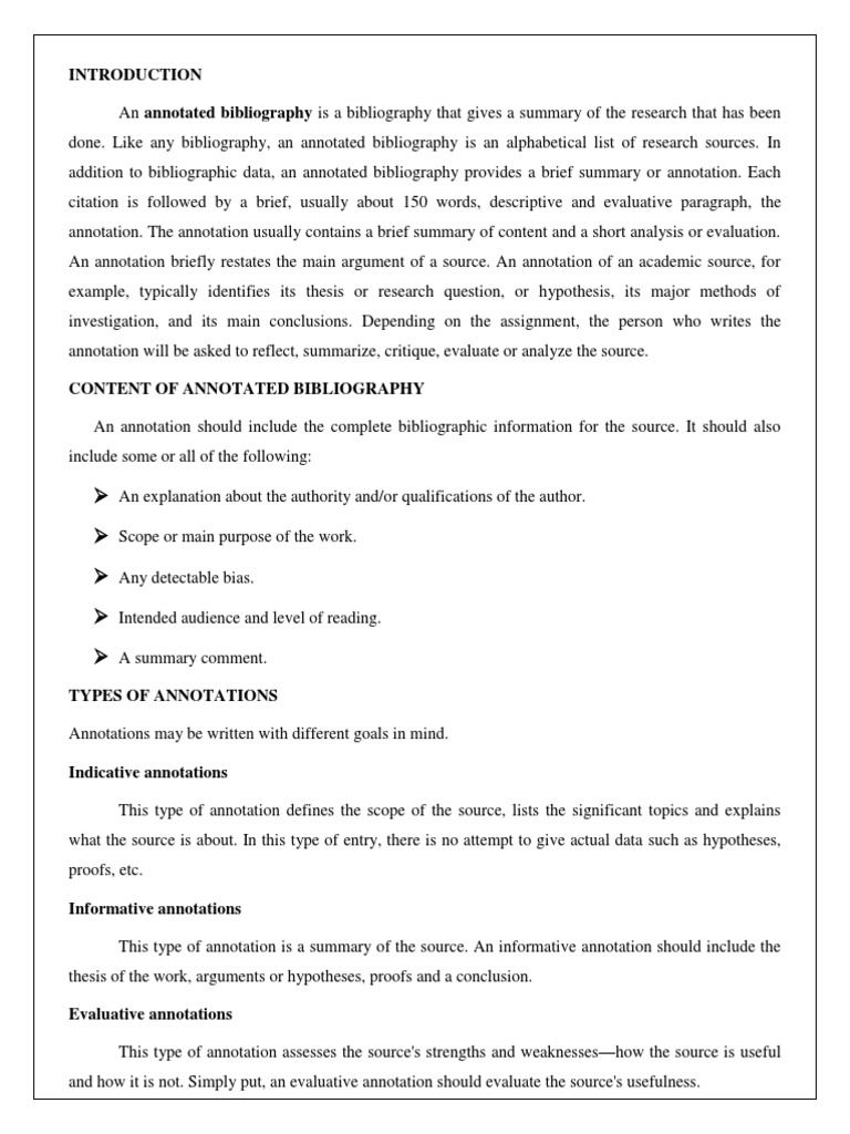 Creating an Annotated Bibliography | PDF | Citation | Bibliography