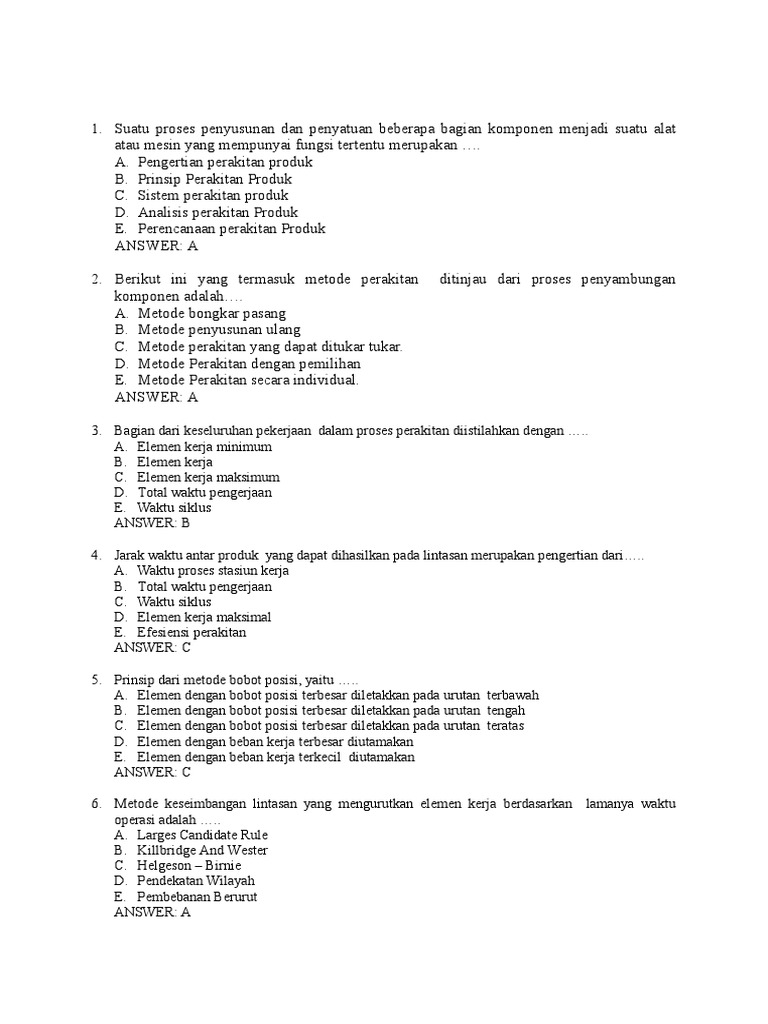 Soal Perakitan Mssal Pg
