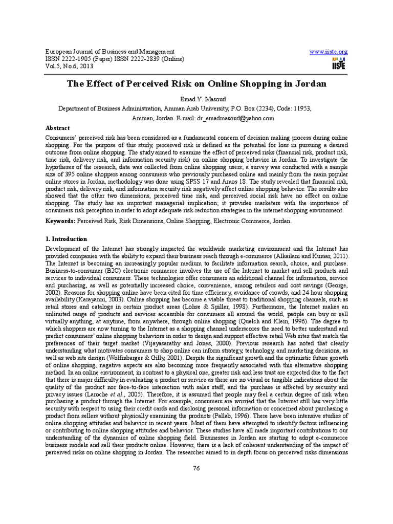 Impact of Perceived Risk on Online Shopping | PDF | Online Shopping | Risk
