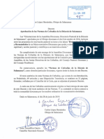 Decreto de Aprobación de Las Normas de Cofradías de La Diócesis de Salamanca