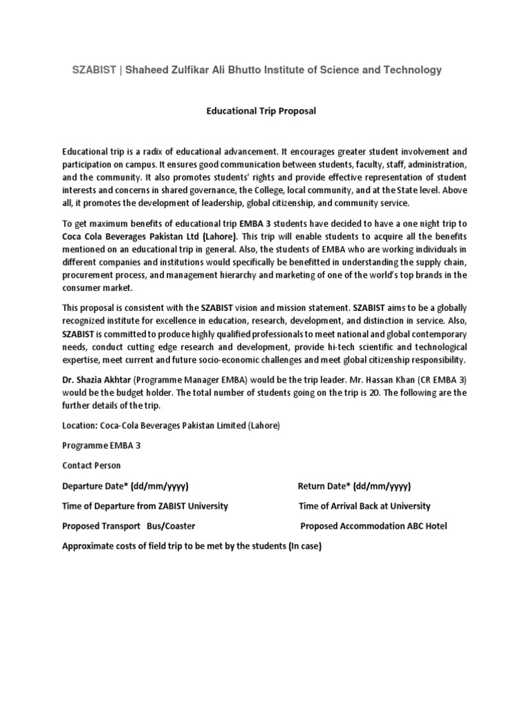 Educational Trip Proposal (1) .Edited | PDF