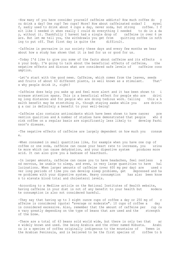 Persuasive speech on caffeine image