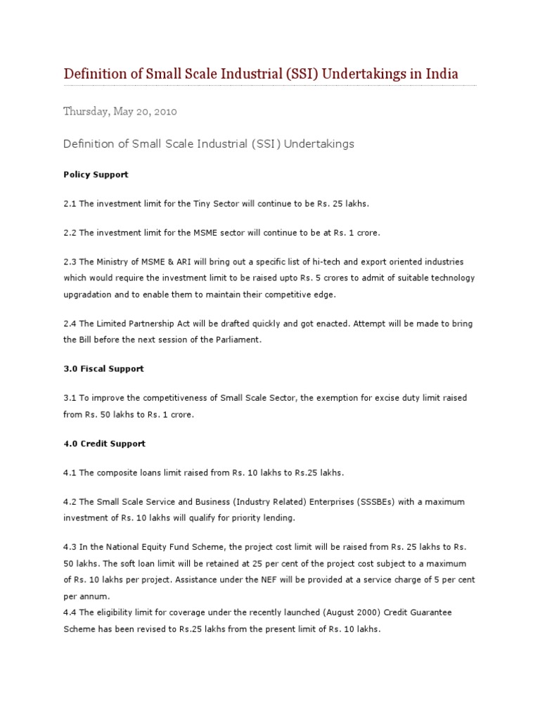 Definition Of Small Scale Industrial Pdf Reserve Bank Of India