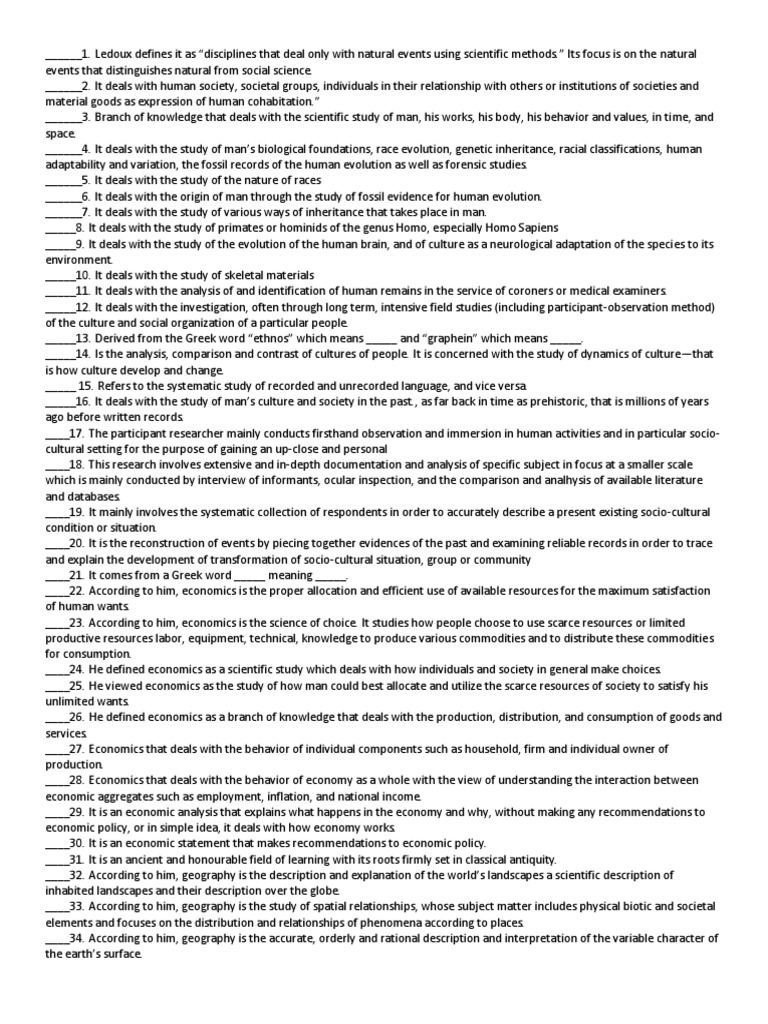 Reviewer Quiz Bowl PDF Human Geography