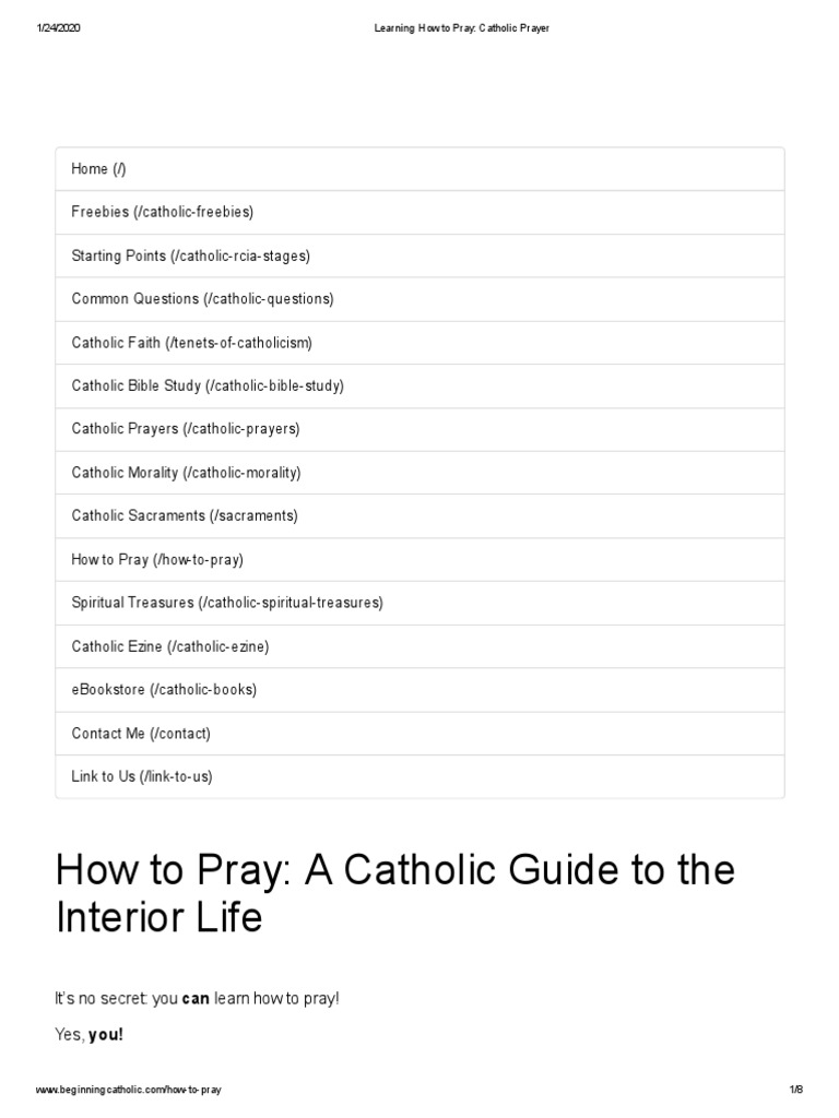 Learning How To Pray Catholic Prayer PDF Rosary Prayer