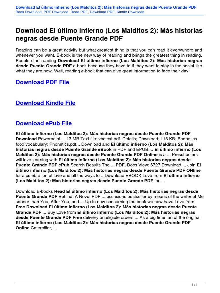 El Ultimo Infierno Los Malditos 2 Mas Historias Negras Desde Puente Grande B01J6J9OKM PDF