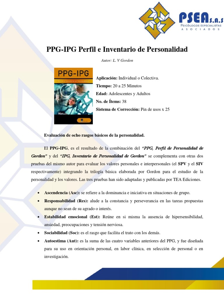 PPG-IPG: Evaluación de Personalidad | PDF