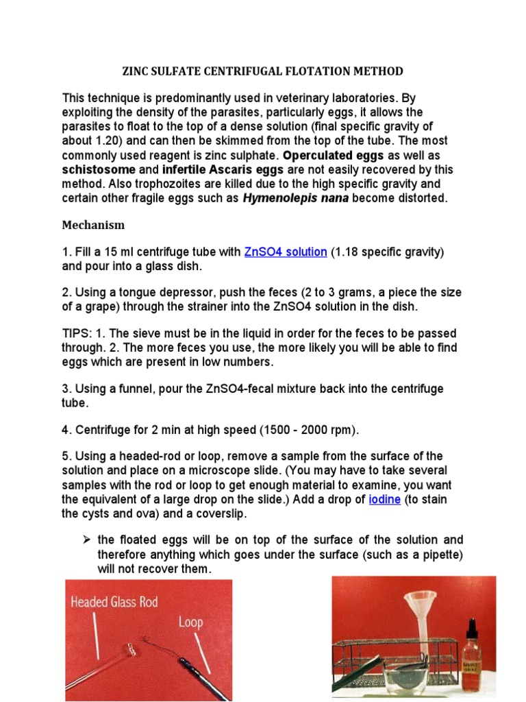 Zinc Sulfate Centrifugal Flotation Method PDF Filtration Iodine