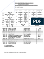 Timetable Even Sem 2019-20