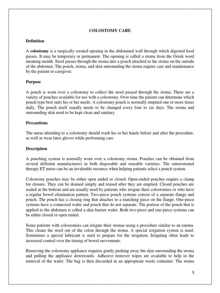 Colostomy Care | PDF | Gastroenterology | Surgery