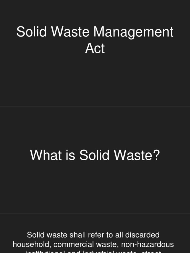 Solid Waste Management Act PDF Municipal Solid Waste Recycling