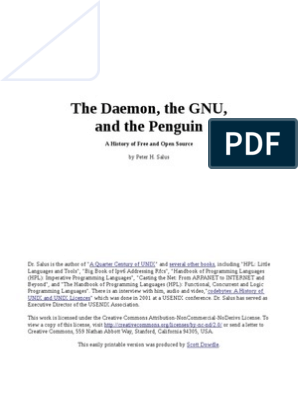 The Daemon The Gnu And The Penguin A History Of Free And - 