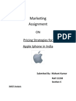 Marketing Assignment: ON Pricing Strategies For Apple Iphone in India