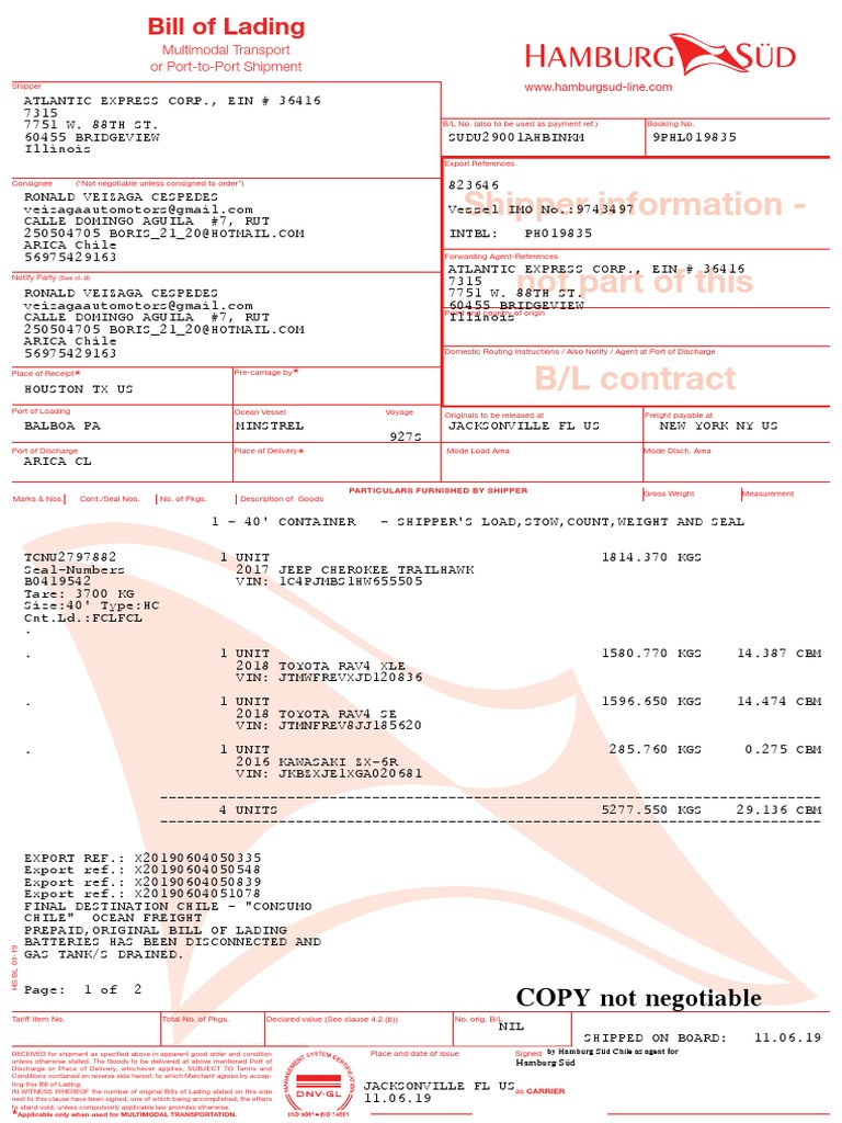 an Bleb 298841 | PDF | Cargo | Bill Of Lading