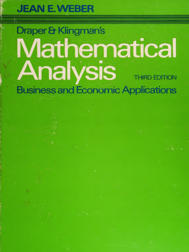 Mathematical Analysis - Busines - Weber, Jean E PDF | PDF | Set ...