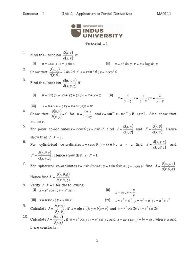Tutorial Unit 2 Application To Partial Differentiation Docx Maxima And Minima Teaching Mathematics