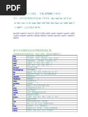 Bugofbed精工版 海明威的 老人与海 词汇表