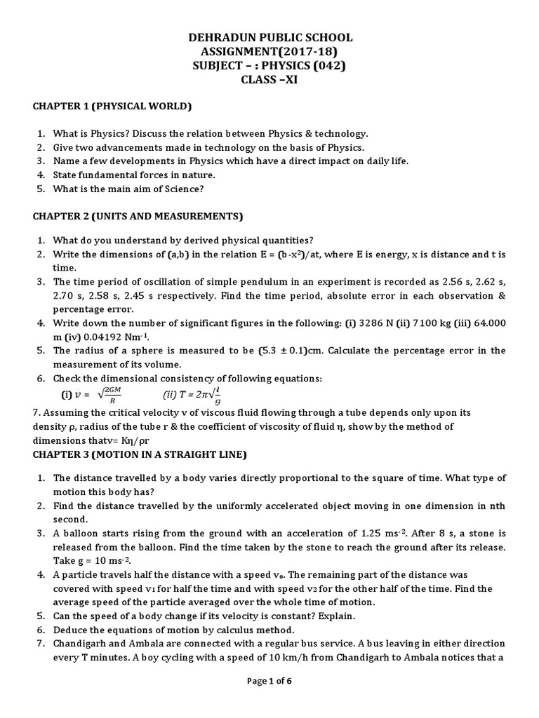 Class 11 Physics Assignment Overview | PDF | Sound | Gases