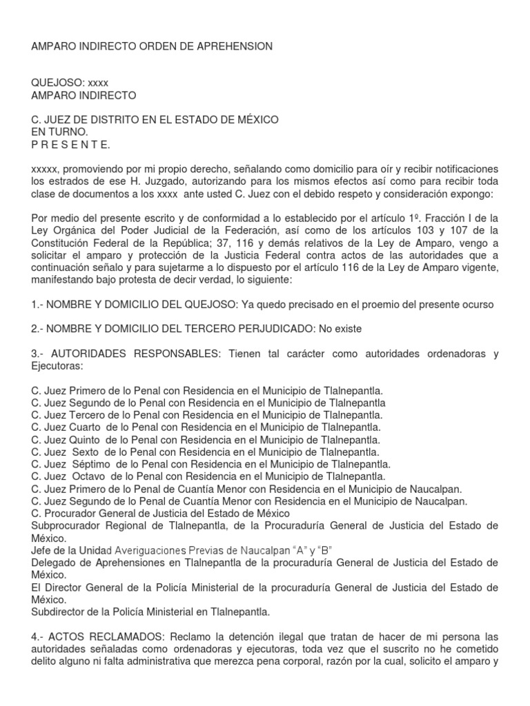Amparo Indirecto por Orden de Aprehensión | PDF | Violación | Derecho ...