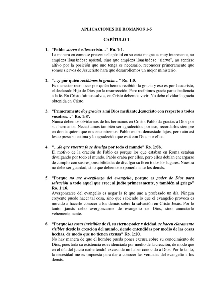 Aplicaciones de Romanos 1-5 | PDF | Salvación | Gracia en el cristianismo