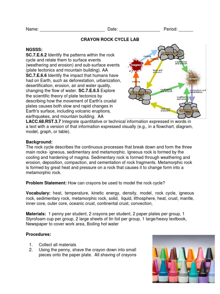 7th Crayon Rock Cycle Lab PDF Igneous Rock Rock (Geology)