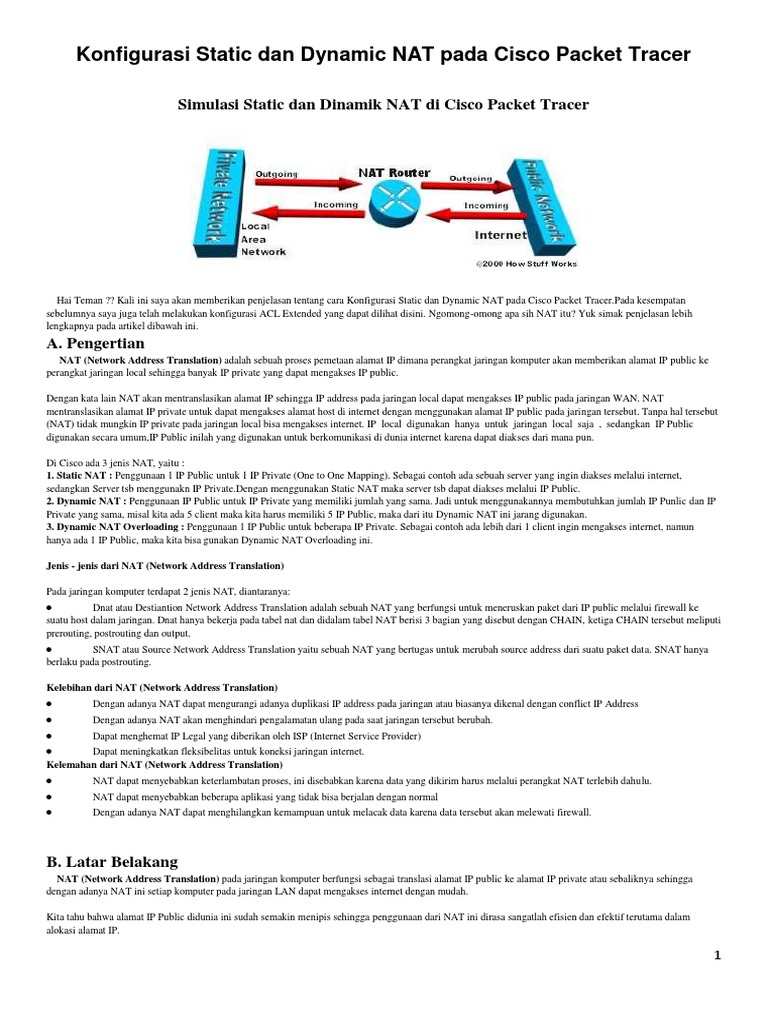 Konfigurasi NAT di Cisco Packet Tracer | PDF