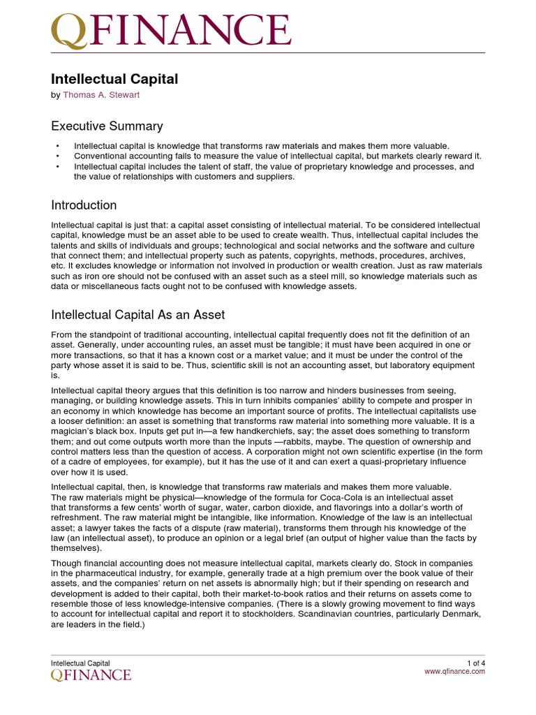 Intellectual Capital PDF | PDF | Capital (Economics) | Intellectual ...