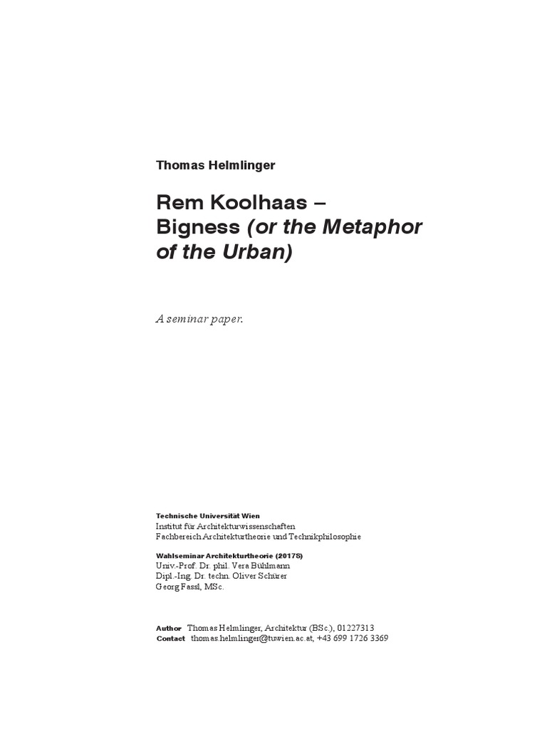 Rem Koolhaas Bigness or The Metaphor of PDF PDF Cartesian