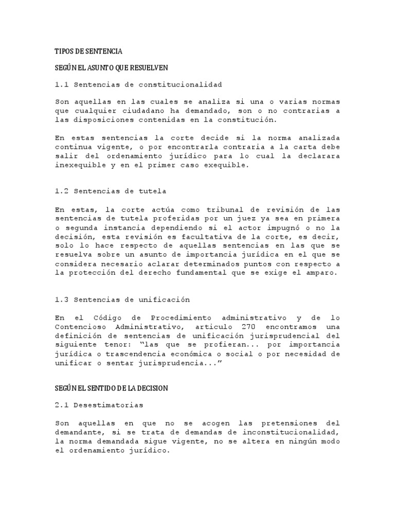 Tipos de Sentencia | PDF | Caso de ley | Constitución